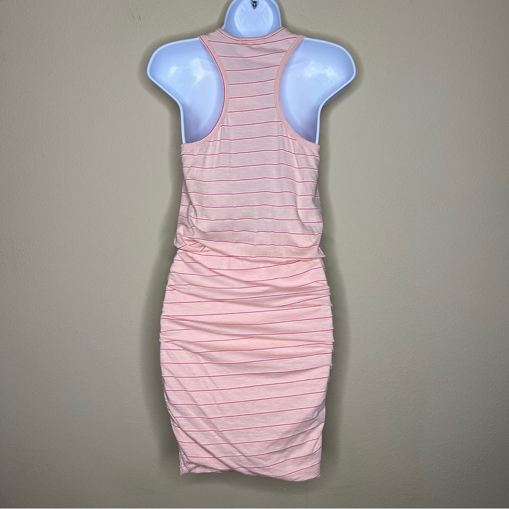 SUNDRY Striped Pink Ruched Racerback Dress - Sz 0 - Picture 6 of 11